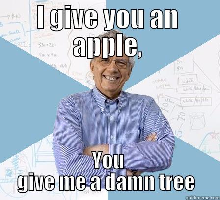 Yo teachers! - I GIVE YOU AN APPLE, YOU GIVE ME A DAMN TREE  Engineering Professor