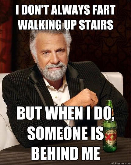 I don't always fart walking up stairs but when I do, someone is behind me - I don't always fart walking up stairs but when I do, someone is behind me  The Most Interesting Man In The World
