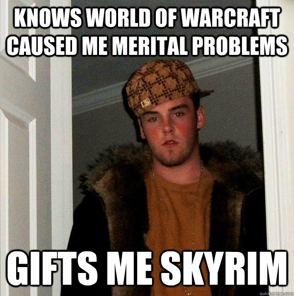 knows world of warcraft caused me merital problems gifts me skyrim - knows world of warcraft caused me merital problems gifts me skyrim  Scumbag Steve