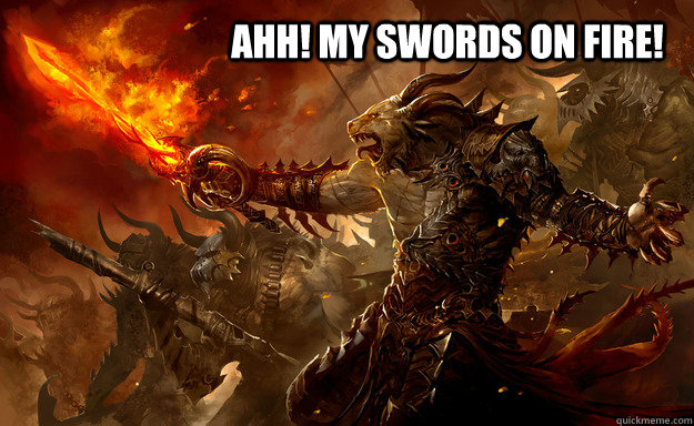 AHH! MY SWORDS ON FIRE! - AHH! MY SWORDS ON FIRE!  Scared Charr