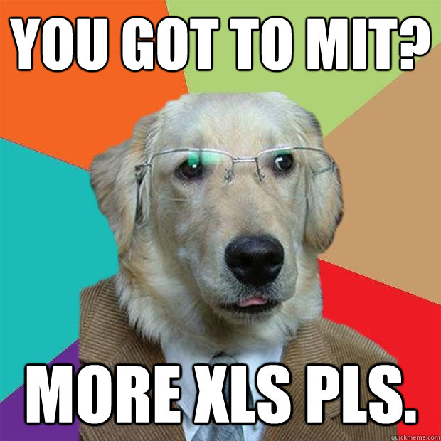 you got to mit? more xls pls.  Business Dog