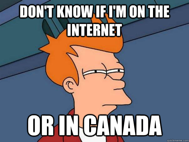 Don't know if I'm on the internet or in Canada  Futurama Fry