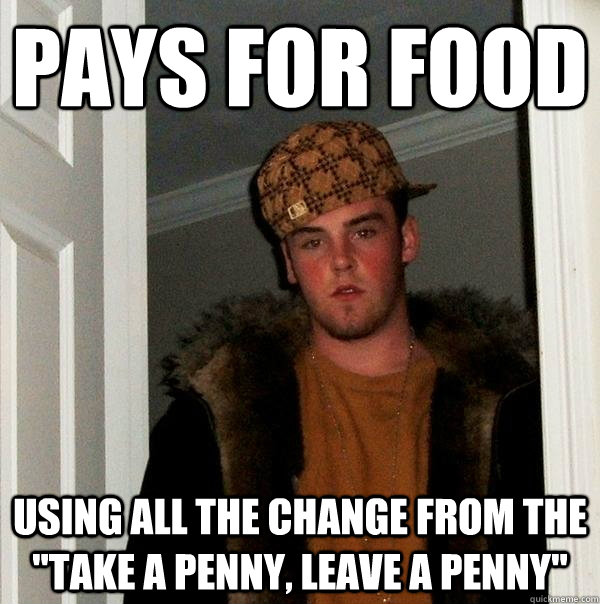 Pays for food Using all the change from the 