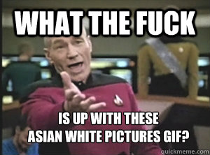 What the fuck is up with these 
asian white pictures gif?  Annoyed Picard