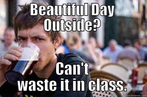 BEAUTIFUL DAY OUTSIDE? CAN'T WASTE IT IN CLASS. Lazy College Senior