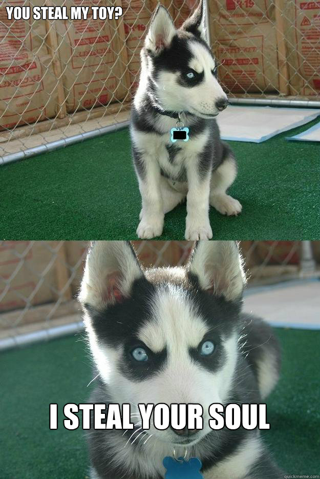 you steal my toy?         i steal your soul  Insanity puppy