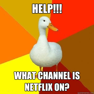 HELP!!! WHAT CHANNEL IS NETFLIX ON?  Tech Impaired Duck