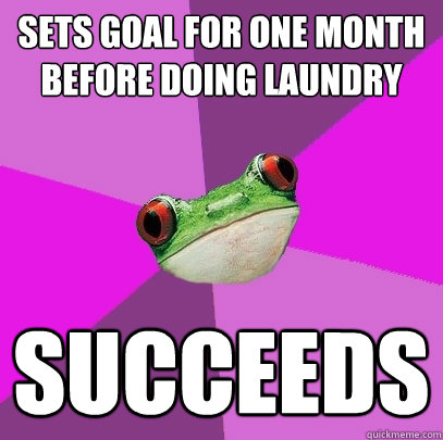 Sets goal for one month before doing laundry succeeds - Sets goal for one month before doing laundry succeeds  Foul Bachelorette Frog