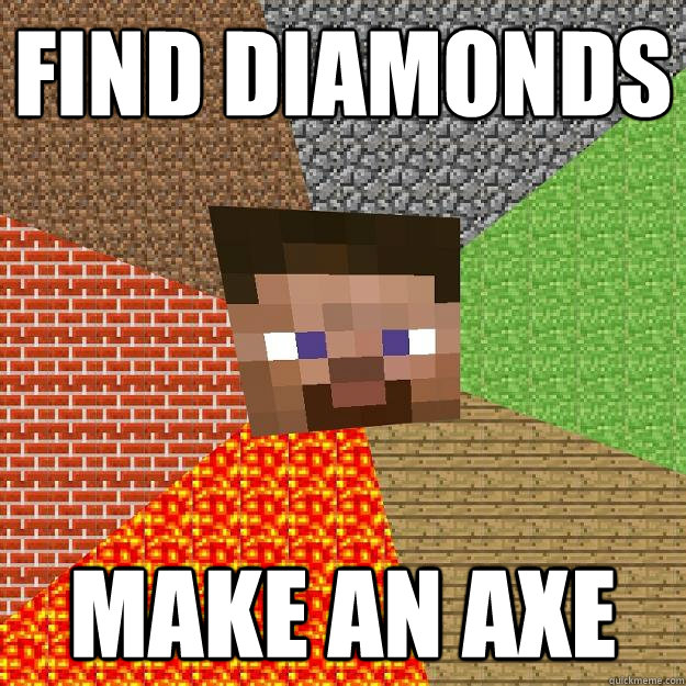 Find diamonds make an axe  Minecraft