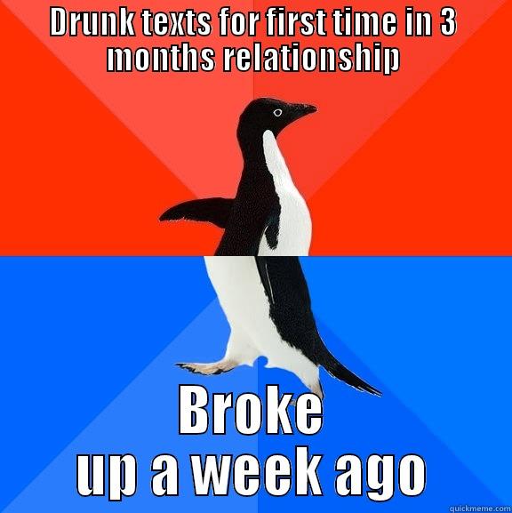 DRUNK TEXTS FOR FIRST TIME IN 3 MONTHS RELATIONSHIP BROKE UP A WEEK AGO Socially Awesome Awkward Penguin