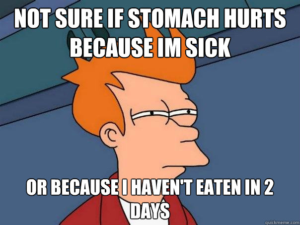 Not sure if stomach hurts because im sick Or because i haven't eaten in 2 days  Futurama Fry