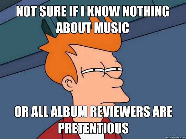 not sure if I know nothing about music Or all album reviewers are pretentious  Futurama Fry