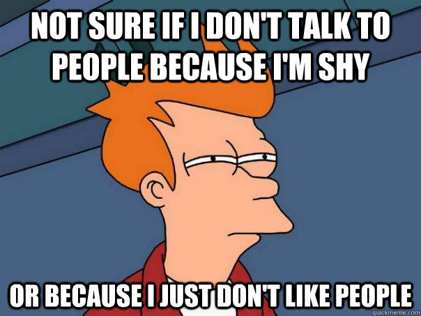 Not sure if i don't talk to people because I'm shy Or because I just don't like people  Futurama Fry