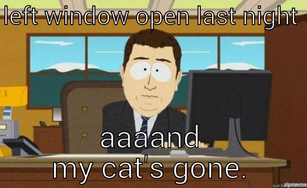 proves many things. - LEFT WINDOW OPEN LAST NIGHT  AAAAND MY CAT'S GONE. aaaand its gone