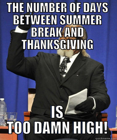 THE NUMBER OF DAYS BETWEEN SUMMER BREAK AND THANKSGIVING IS TOO DAMN HIGH! The Rent Is Too Damn High