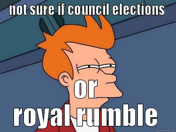 NOT SURE IF COUNCIL ELECTIONS OR ROYAL RUMBLE Futurama Fry