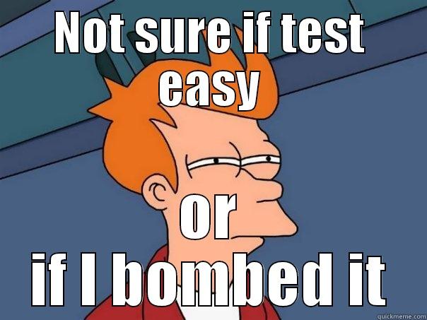 NOT SURE IF TEST EASY OR IF I BOMBED IT Futurama Fry