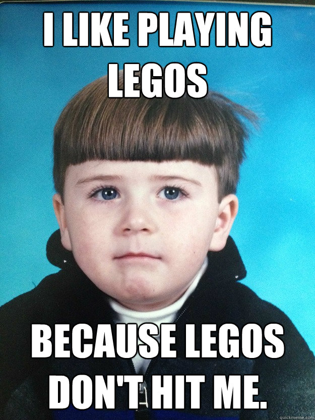 I like playing Legos because legos don't hit me.  Dont Cry Davie