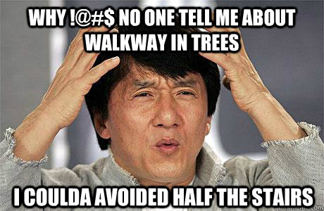 Why !@#$ no one tell me about walkway in trees i coulda avoided half the stairs - Why !@#$ no one tell me about walkway in trees i coulda avoided half the stairs  EPIC JACKIE CHAN