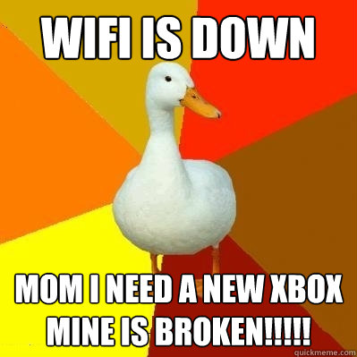 WIfi is down mom i need a new xbox mine is broken!!!!!  Tech Impaired Duck