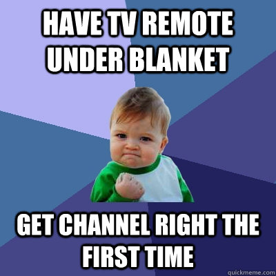 have tv remote under blanket get channel right the first time  Success Kid