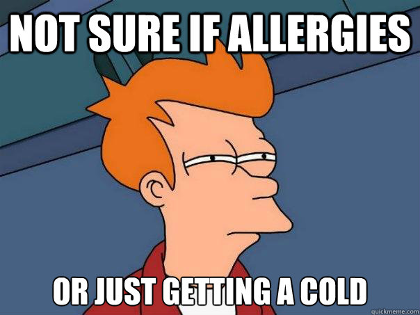 Not sure if allergies Or just getting a cold - Not sure if allergies Or just getting a cold  Futurama Fry