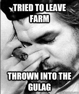 tried to leave farm thrown into the gulag  Second World Problems