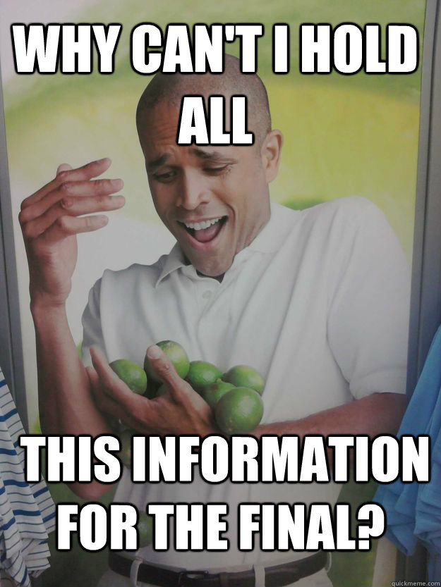 Why can't i Hold all  this information for the final? - Why can't i Hold all  this information for the final?  Why Cant I Hold All These Limes Guy