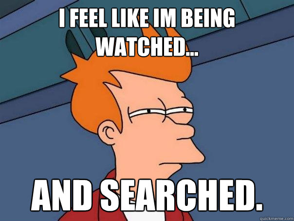 i feel like im being watched... and searched. - i feel like im being watched... and searched.  Futurama Fry