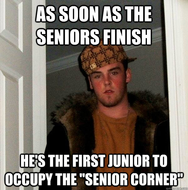 as soon as the seniors finish he's the first junior to occupy the 