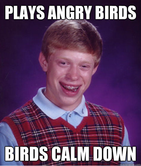 Plays angry birds birds calm down  Bad Luck Brian