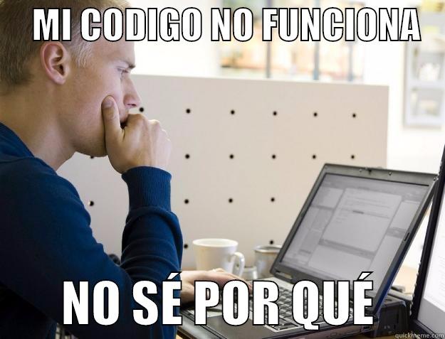     MI CODIGO NO FUNCIONA           NO SÉ POR QUÉ       Programmer