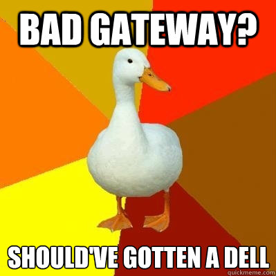 Bad Gateway? Should've gotten a Dell  Tech Impaired Duck