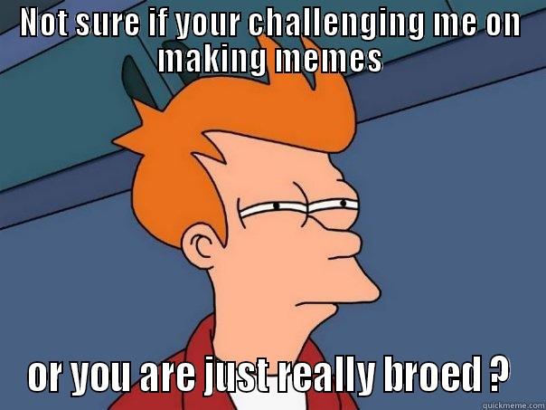 NOT SURE IF YOUR CHALLENGING ME ON MAKING MEMES OR YOU ARE JUST REALLY BORED ? Futurama Fry