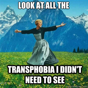 look at all the transphobia I didn't need to see - look at all the transphobia I didn't need to see  And look at all the fucks I give