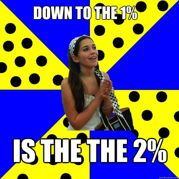 Down to the 1% is the the 2%  Sheltered Suburban Kid