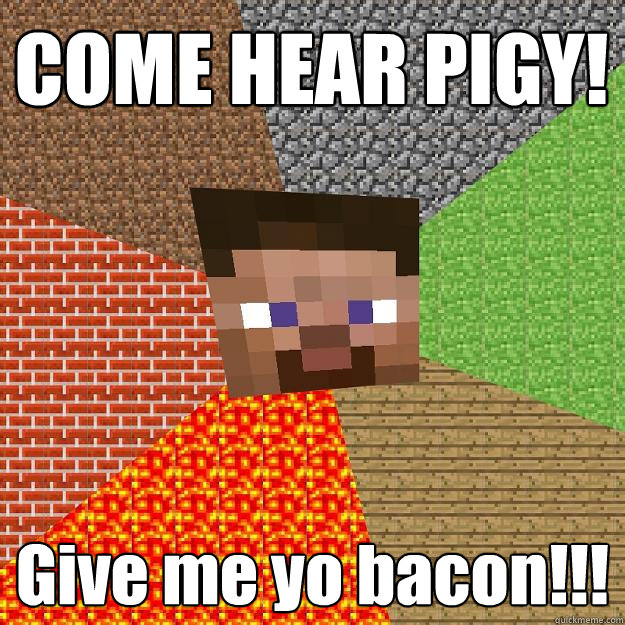 COME HEAR PIGY! Give me yo bacon!!! - COME HEAR PIGY! Give me yo bacon!!!  Minecraft