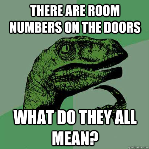 there are room numbers on the doors what do they all mean?  Philosoraptor