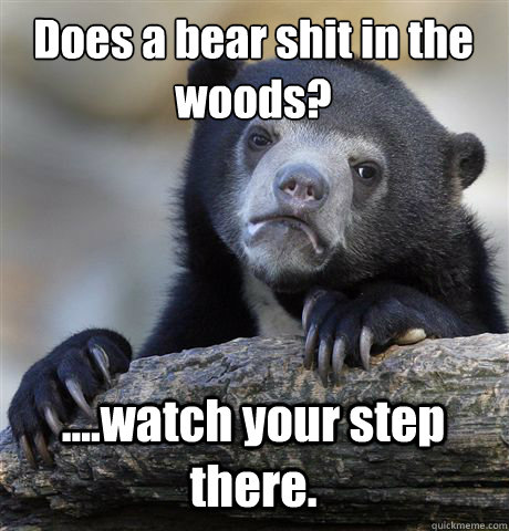 Does a bear shit in the woods? ....watch your step there.  Confession Bear