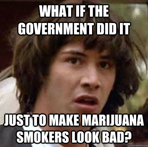 What if the government did it  just to make marijuana smokers look bad?  conspiracy keanu