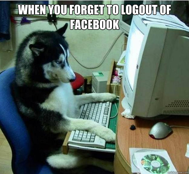 when you forget to logout of facebook   Disapproving Dog