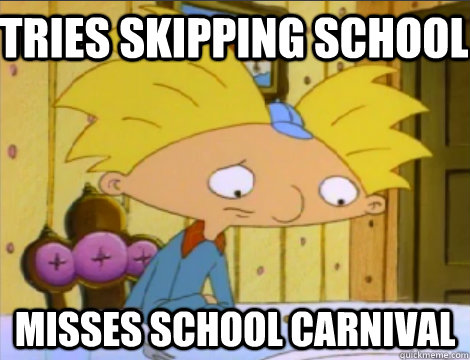 tries skipping school misses school carnival  Hey Arnold Problems