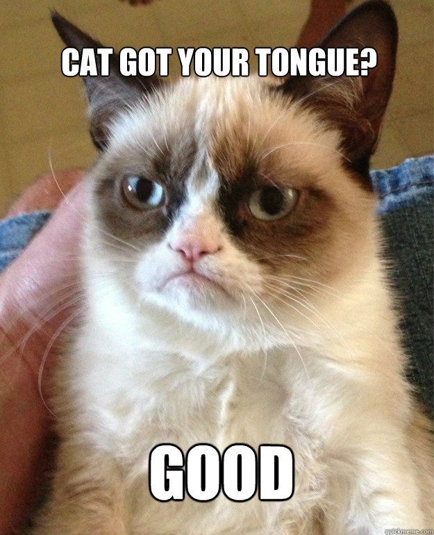 
Cat got Your Tongue? Good







  Grumpy Cat