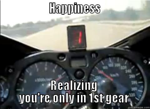                      HAPPINESS                     REALIZING YOU'RE ONLY IN 1ST GEAR Misc