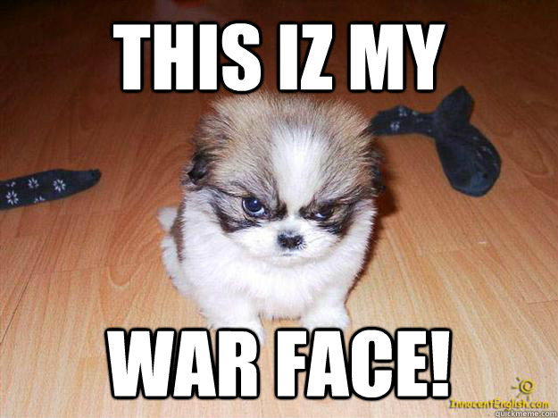 this iz my war face! - this iz my war face!  Dick Puppy