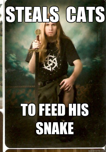 Steals  cats to feed his snake  