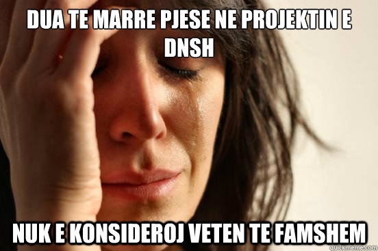 Dua te marre pjese ne projektin e dnsh nuk e konsideroj veten te famshem  First World Problems