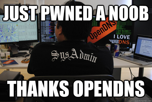 Just Pwned a Noob Thanks opendns  Success SysAdmin