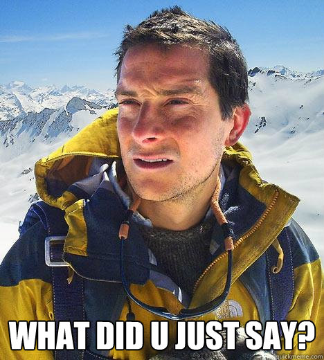  what did u just say?  Bear Grylls