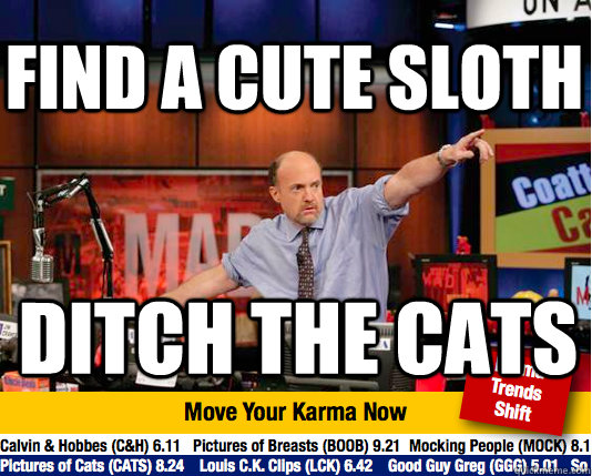 Find a cute sloth ditch the cats - Find a cute sloth ditch the cats  Mad Karma with Jim Cramer